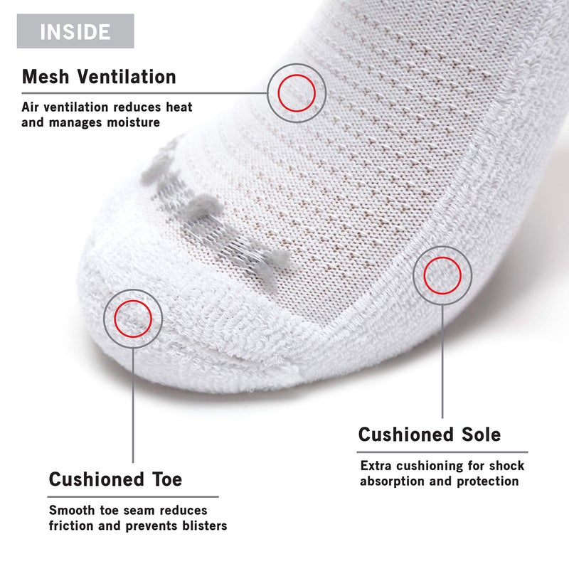 MONFOOT Men's/Women's 10 Pairs Athletic Cushion Running Performance Heel Tab Ankle Socks, White Large Multipack - Image 3